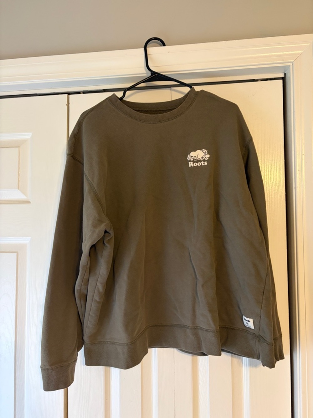 Roots Men's Olive Green Crewneck Sweatshirt